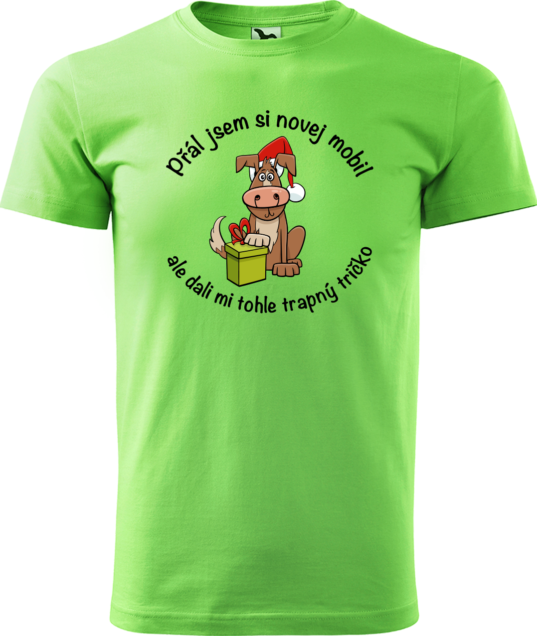 Pánské vánoční tričko - Přál jsem si novej mobil Velikost: L, Barva: Apple Green (92)