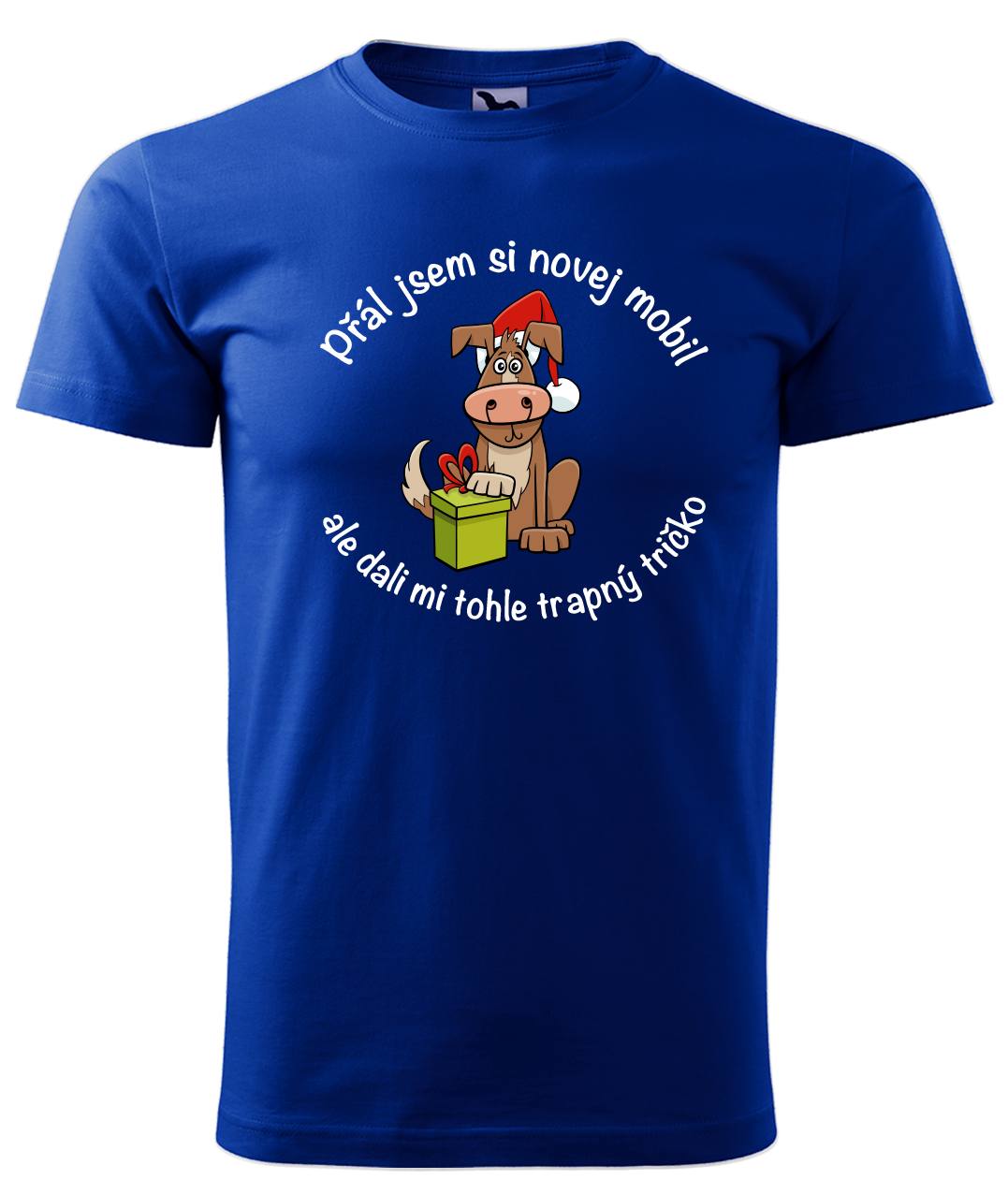 Dětské vánoční tričko - Přál jsem si novej mobil Velikost: 10 let / 146 cm, Barva: Královská modrá (05)