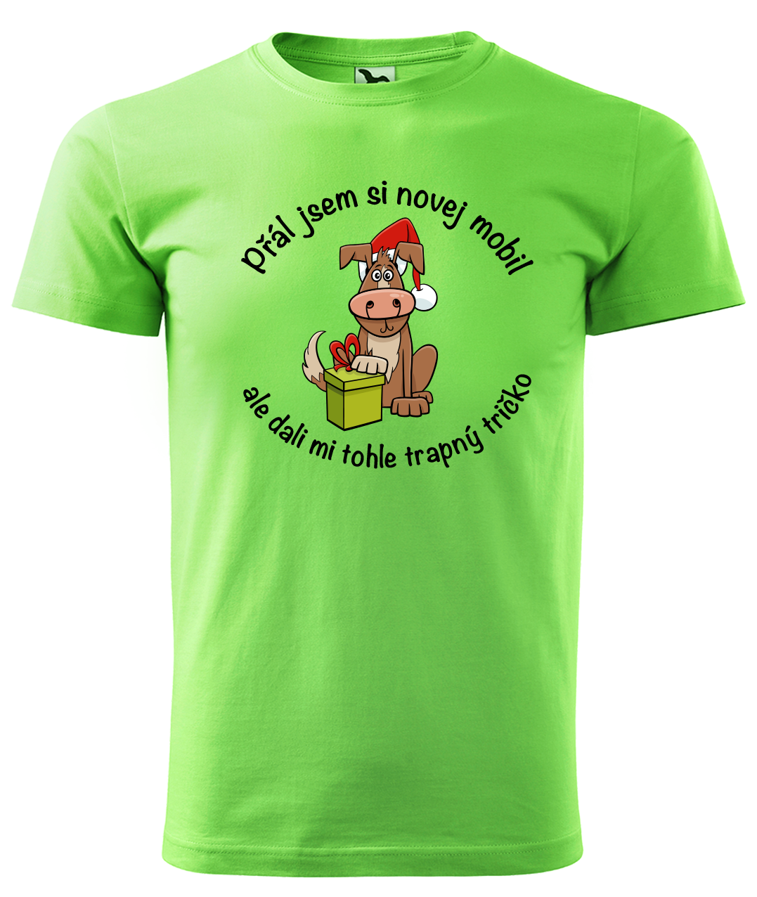 Dětské vánoční tričko - Přál jsem si novej mobil Velikost: 8 let / 134 cm, Barva: Apple Green (92)