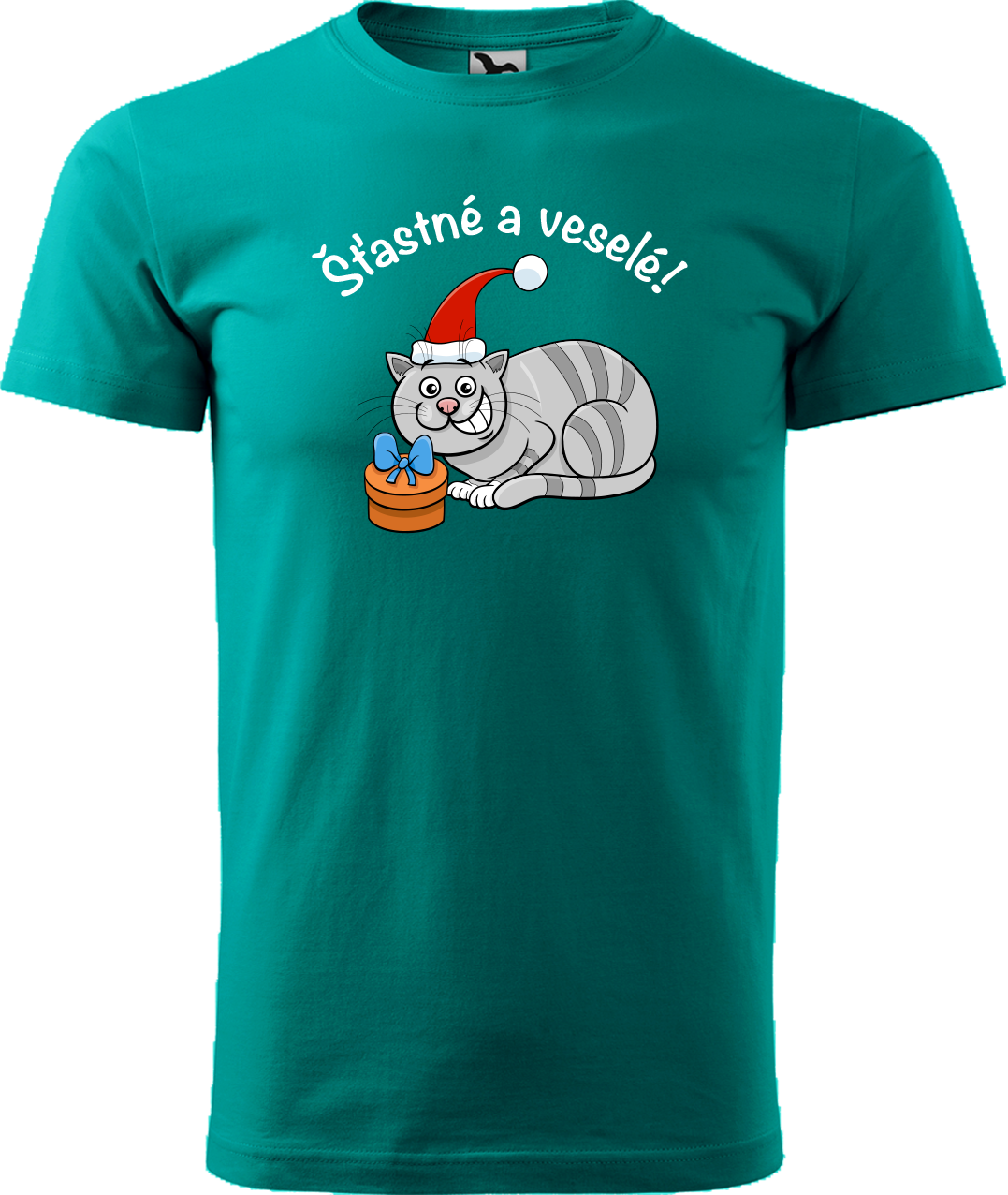 Pánské vánoční tričko - Šťastné a veselé Velikost: S, Barva: Emerald (19)