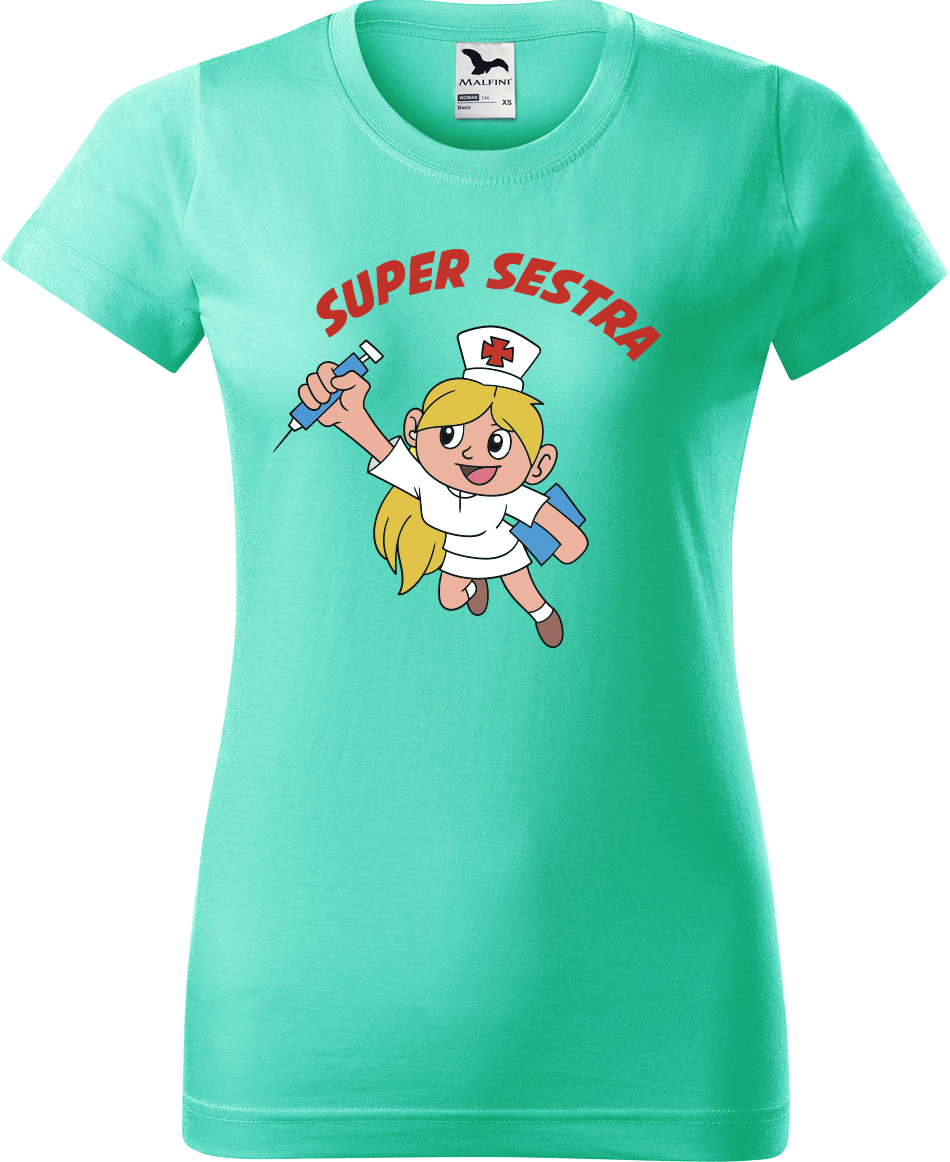 Tričko pro zdravotní sestru - Super sestra Velikost: XL, Barva: Mátová (95)