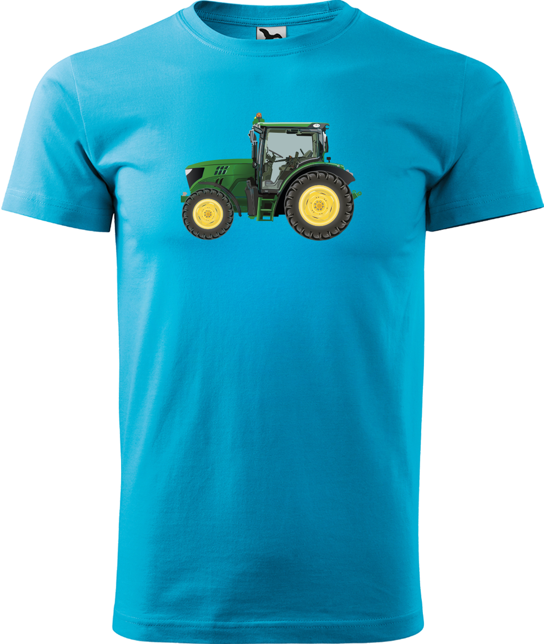 Tričko s traktorem - Zelený traktor Velikost: M, Barva: Tyrkysová (44)