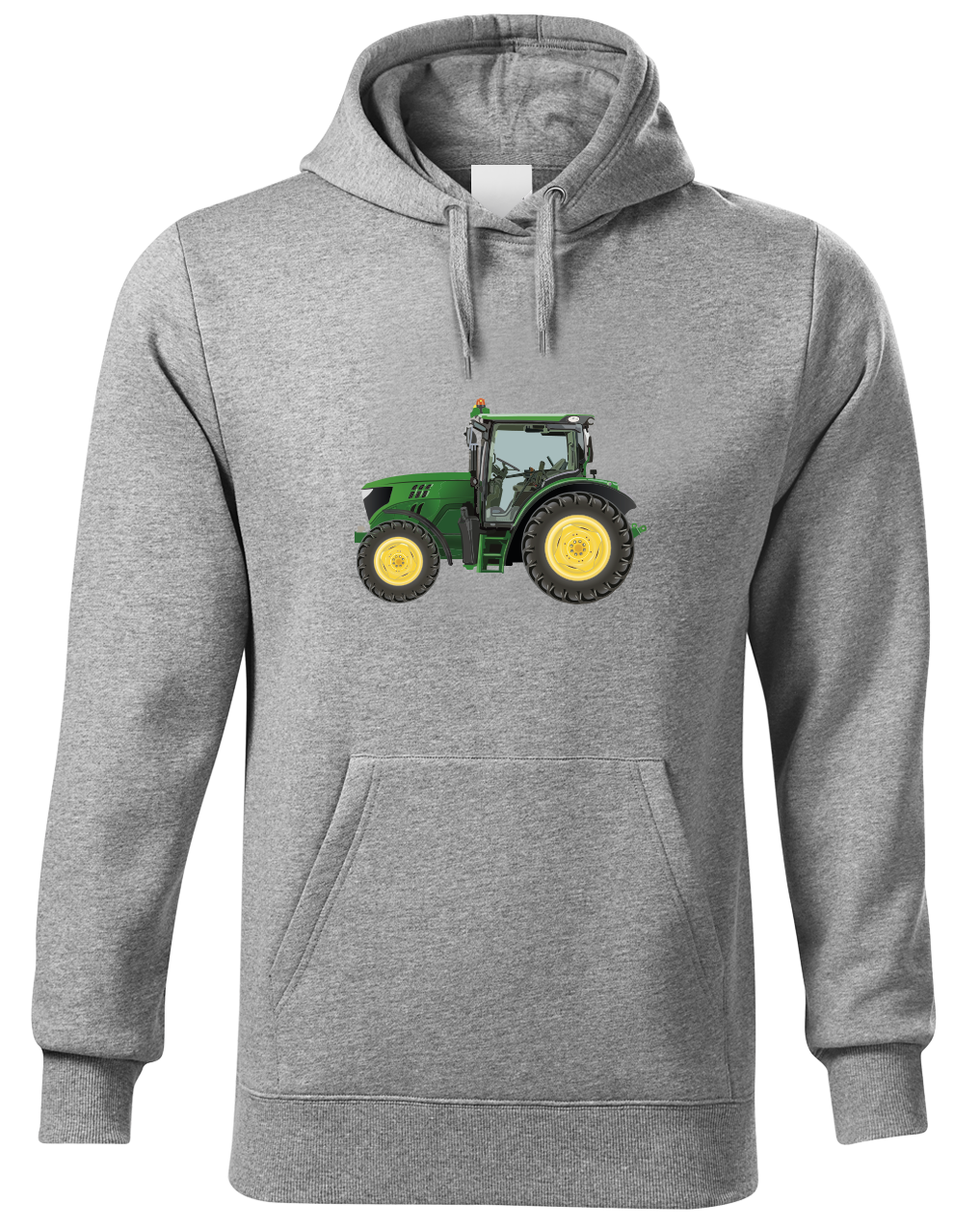 Mikina s traktorem - Zelený traktor Velikost: M, Barva: Světle šedá