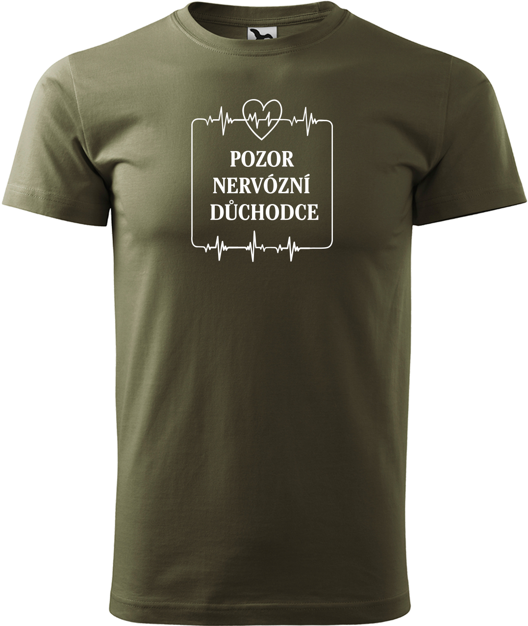Vtipné tričko - Pozor nervózní důchodce Velikost: S, Barva: Military (69)