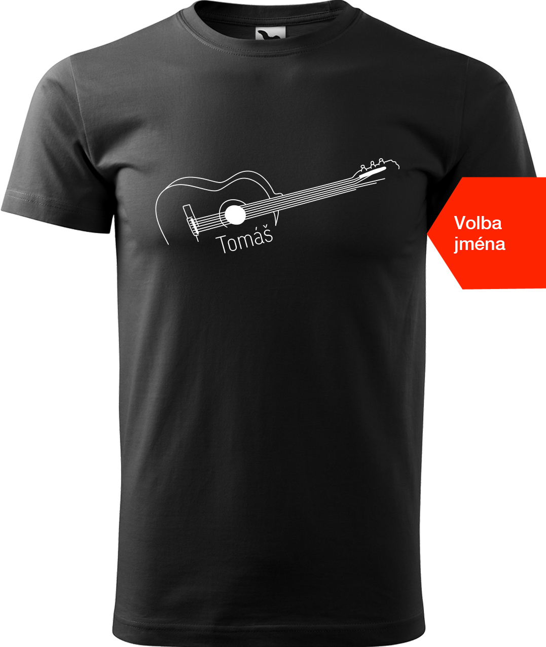 Pánské tričko s kytarou se jménem - Stylizovaná kytara Velikost: M, Barva: Černá (01), Střih: pánský