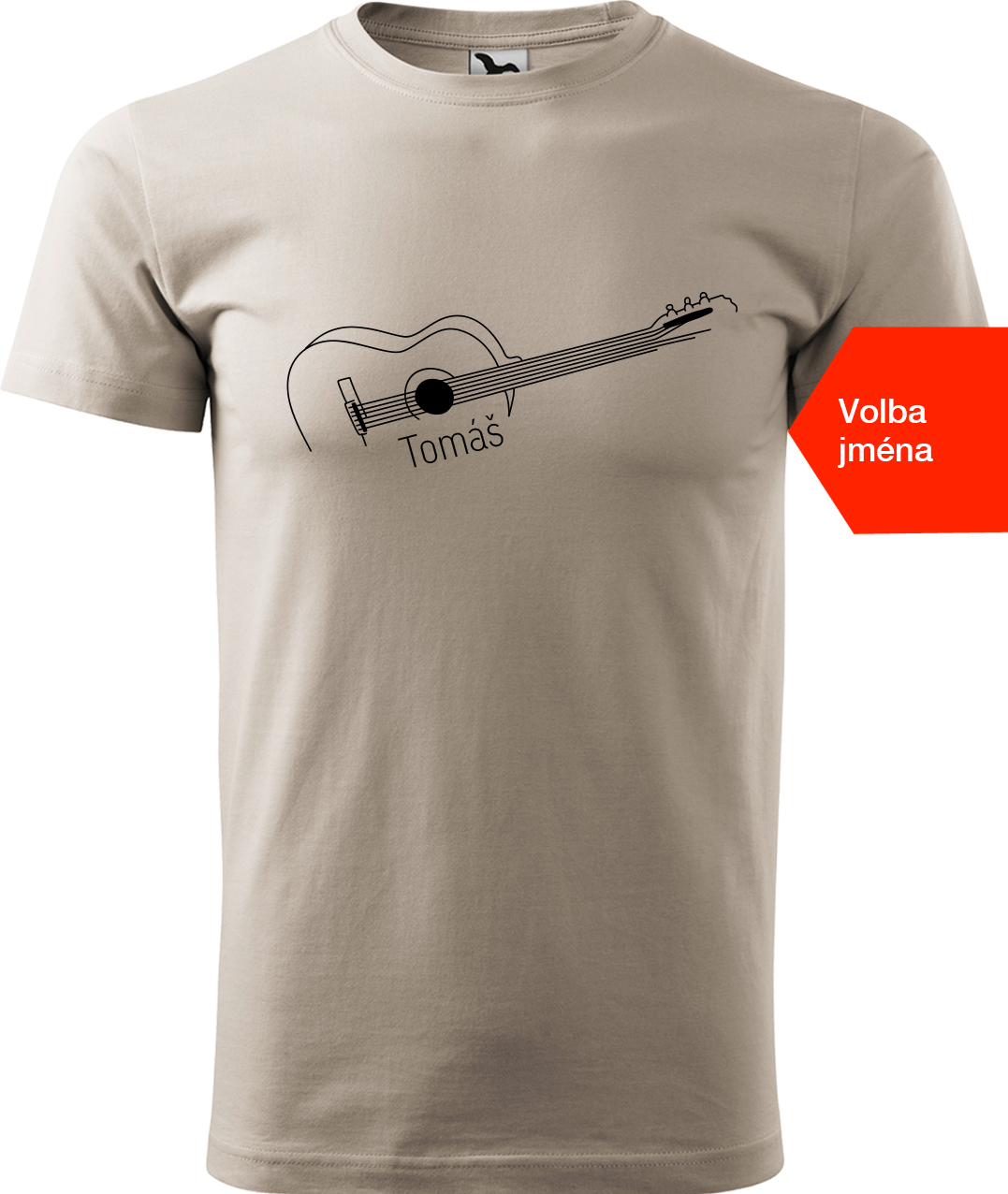 Pánské tričko s kytarou se jménem - Stylizovaná kytara Velikost: S, Barva: Ledově šedá (51), Střih: pánský