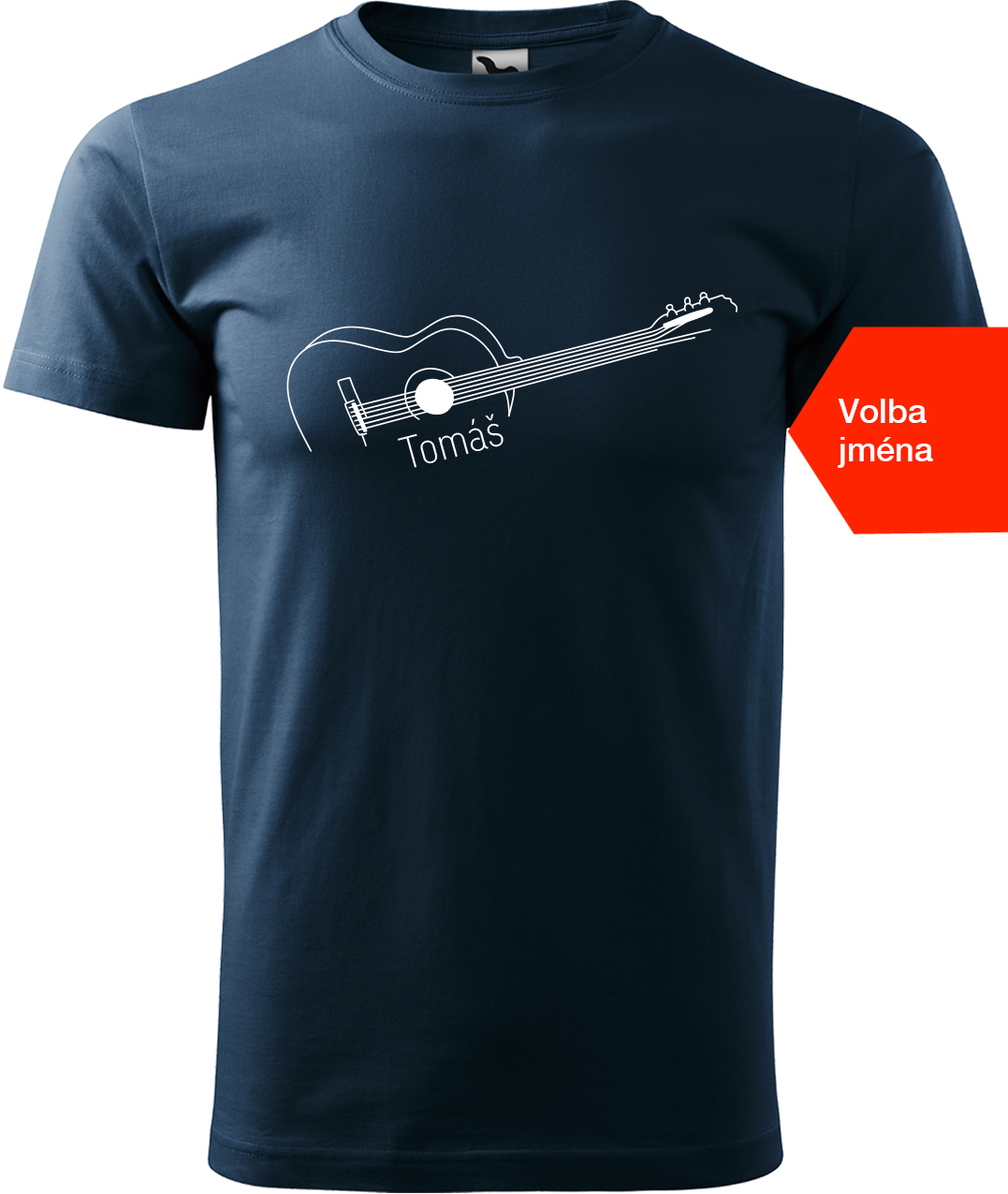 Pánské tričko s kytarou se jménem - Stylizovaná kytara Velikost: 4XL, Barva: Námořní modrá (02), Střih: pánský
