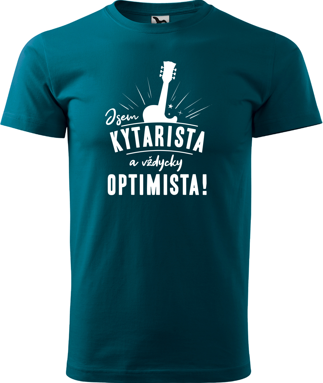 Pánské tričko s kytarou - Kytarista optimista Velikost: XL, Barva: Petrolejová (93), Střih: pánský