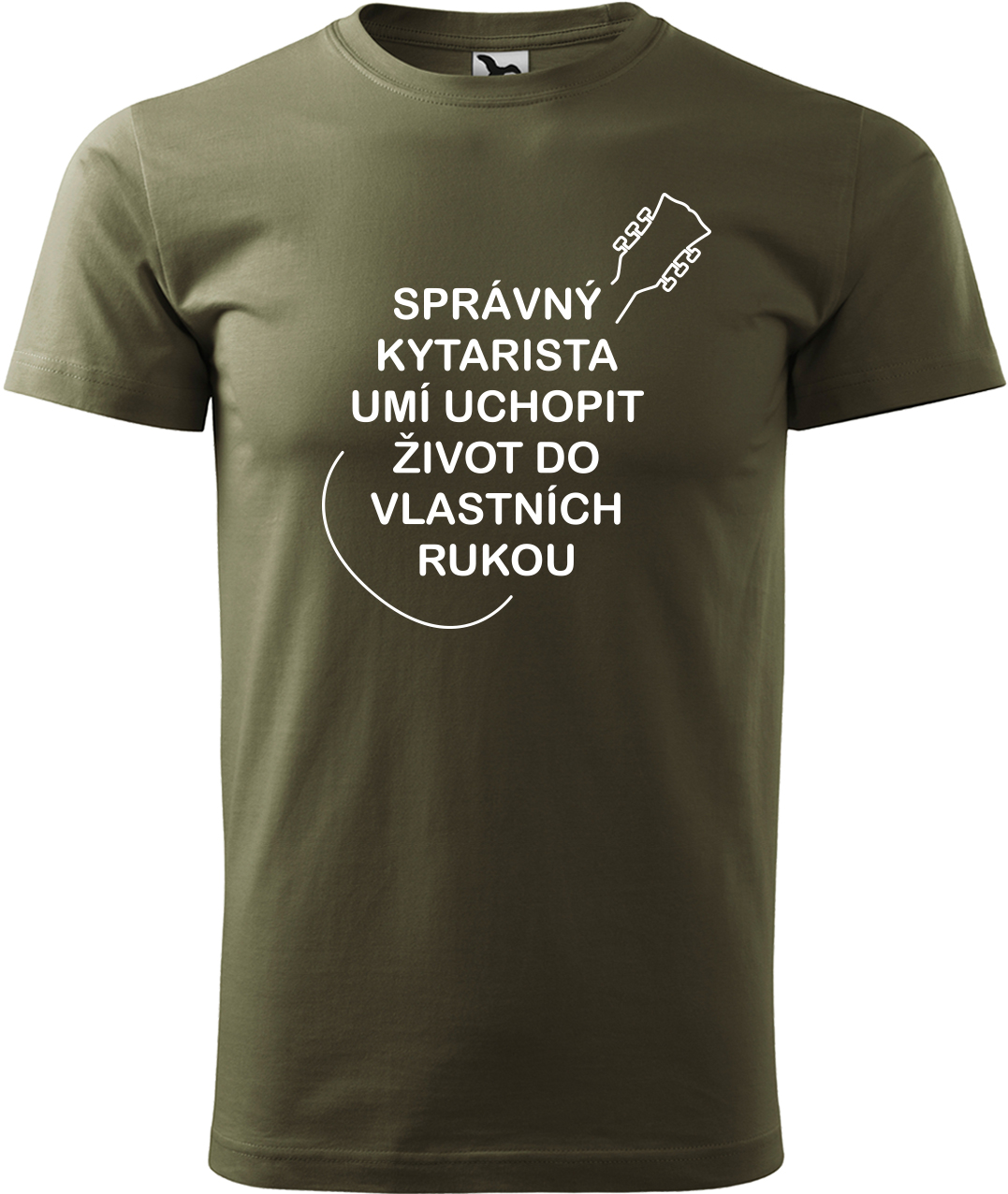 Pánské tričko s kytarou - Správný kytarista Velikost: 4XL, Barva: Military (69), Střih: pánský