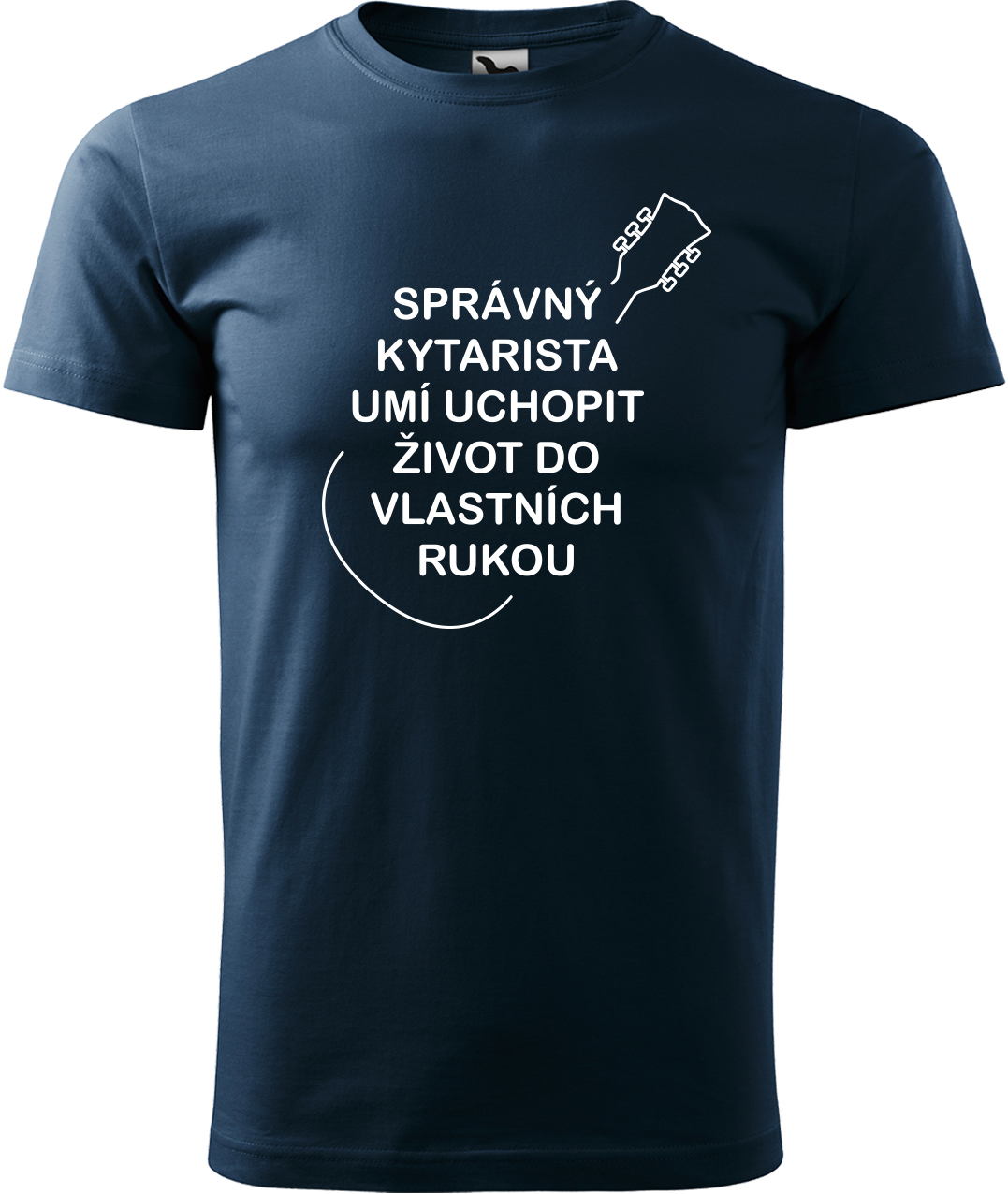 Pánské tričko s kytarou - Správný kytarista Velikost: S, Barva: Námořní modrá (02), Střih: pánský