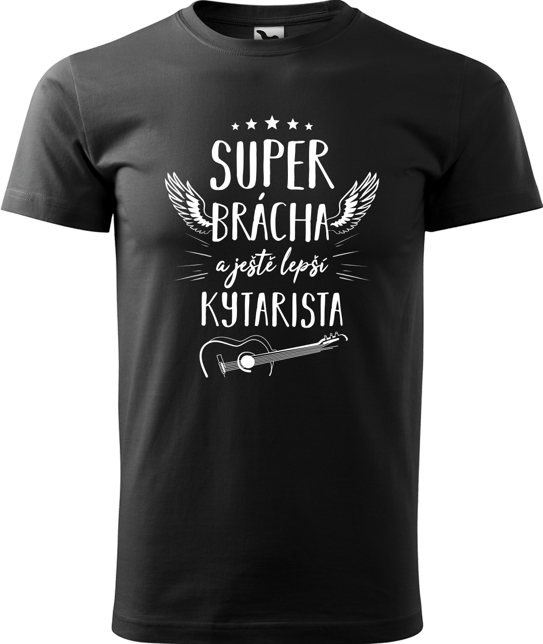 Pánské tričko s kytarou - Super brácha a ještě lepší kytarista Velikost: XL, Barva: Černá (01), Střih: pánský