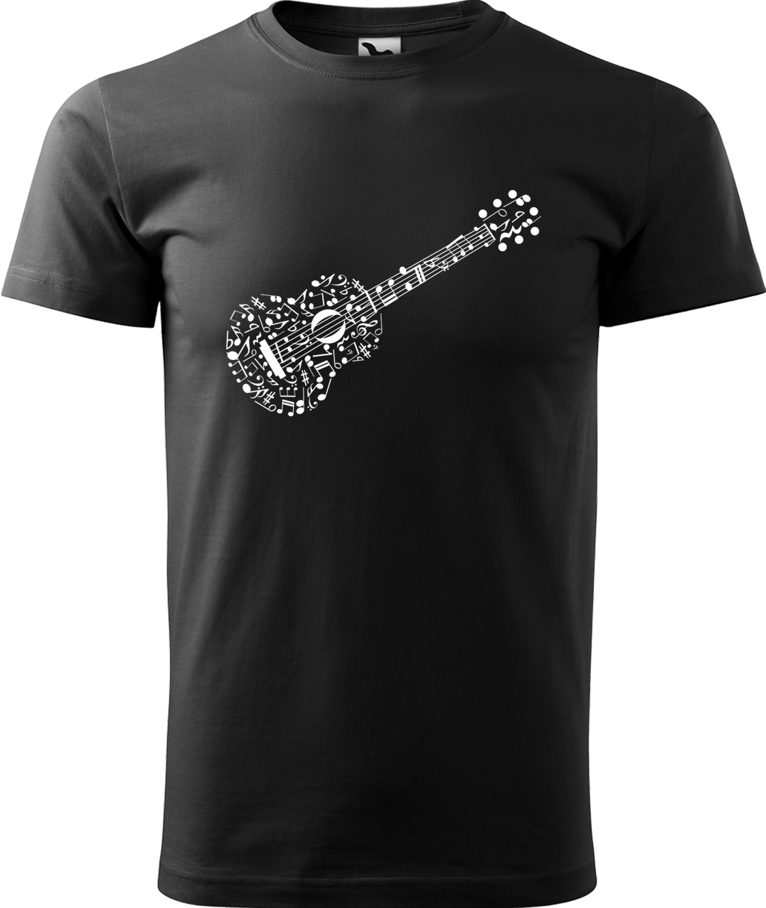 Pánské tričko s kytarou - Kytara z not Velikost: 4XL, Barva: Černá (01), Střih: pánský