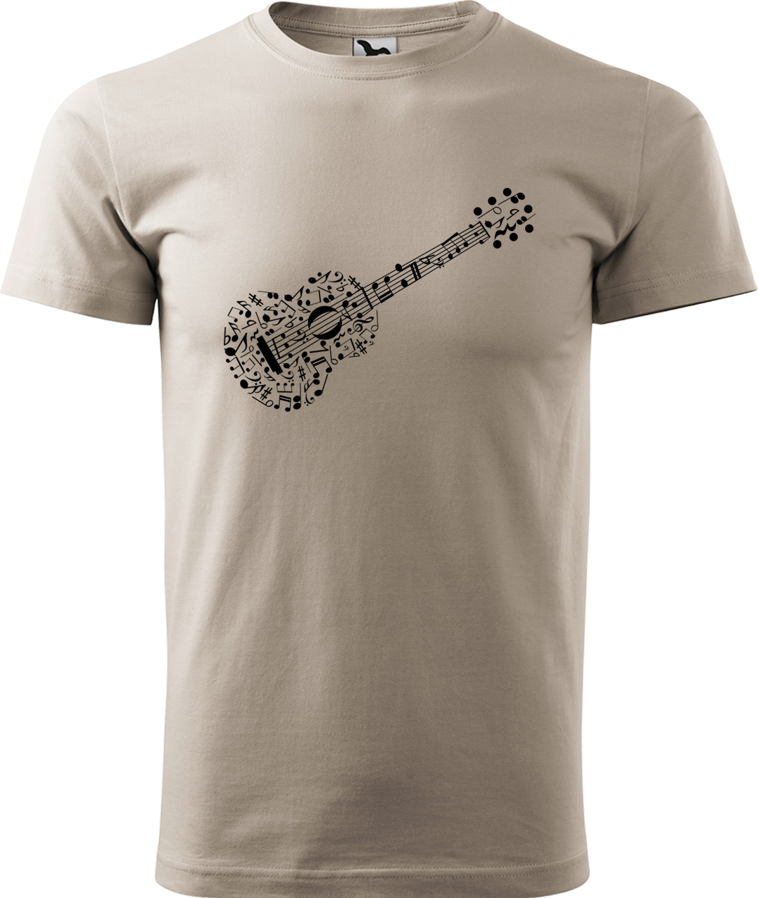 Pánské tričko s kytarou - Kytara z not Velikost: M, Barva: Ledově šedá (51), Střih: pánský