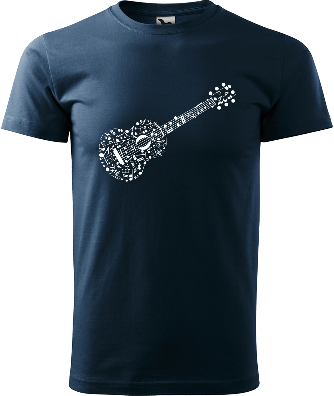 Pánské tričko s kytarou - Kytara z not Velikost: S, Barva: Námořní modrá (02), Střih: pánský