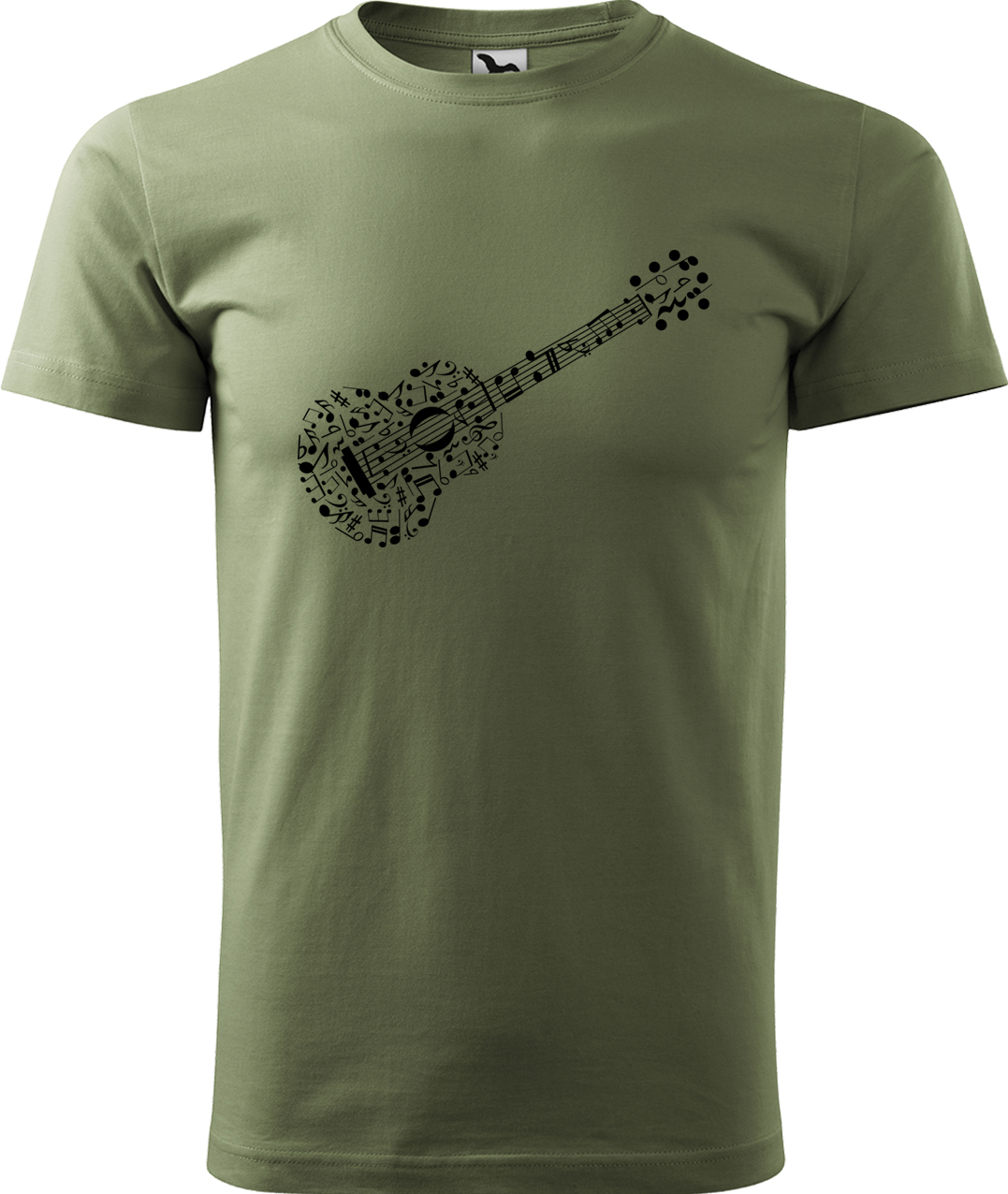 Pánské tričko s kytarou - Kytara z not Velikost: S, Barva: Světlá khaki (28), Střih: pánský