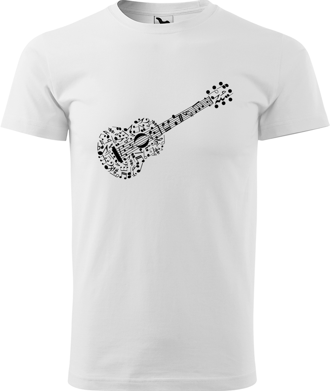 Pánské tričko s kytarou - Kytara z not Velikost: L, Barva: Bílá (00), Střih: pánský