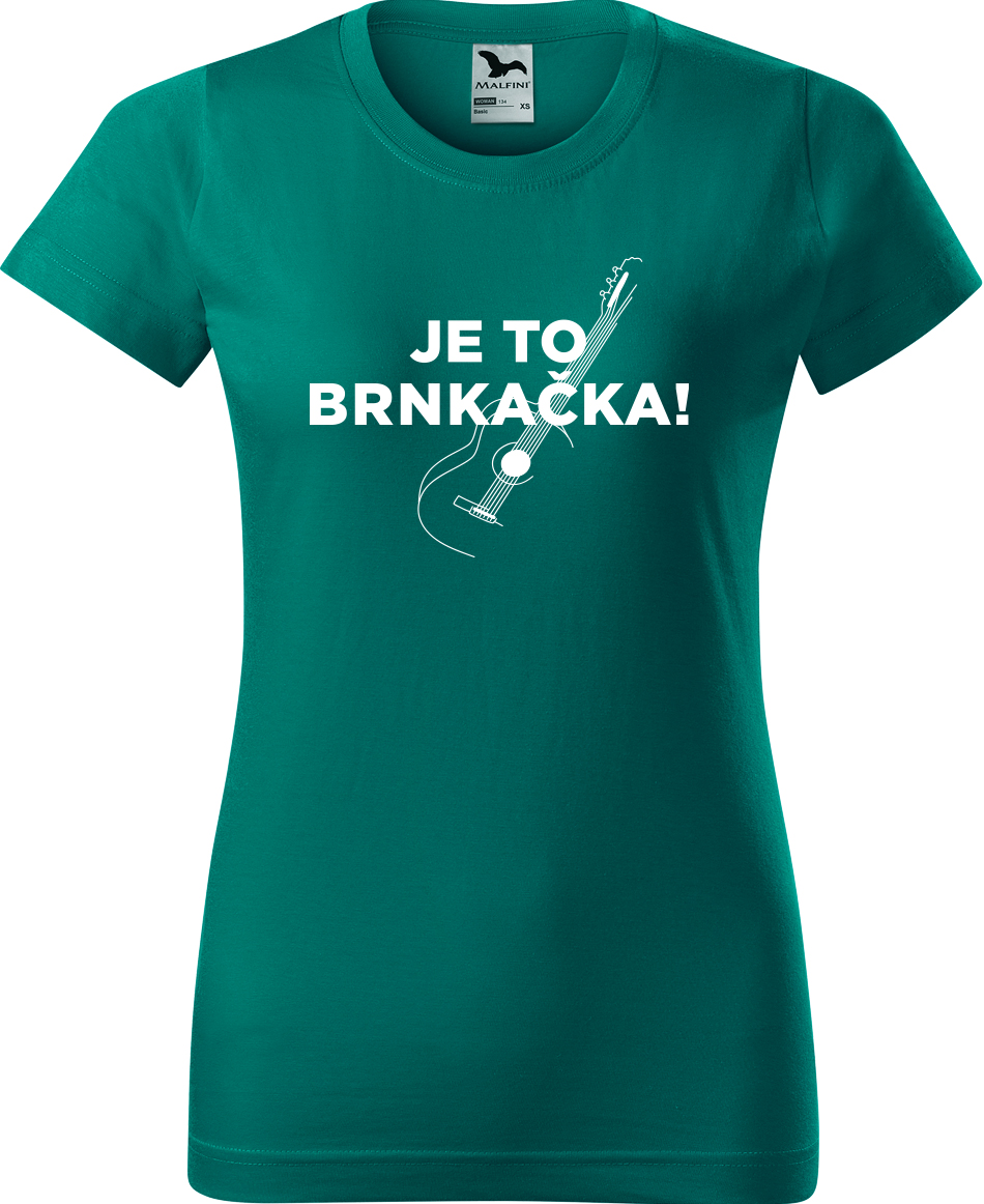 Dámské tričko s kytarou - Je to brnkačka Velikost: XL, Barva: Emerald (19), Střih: dámský