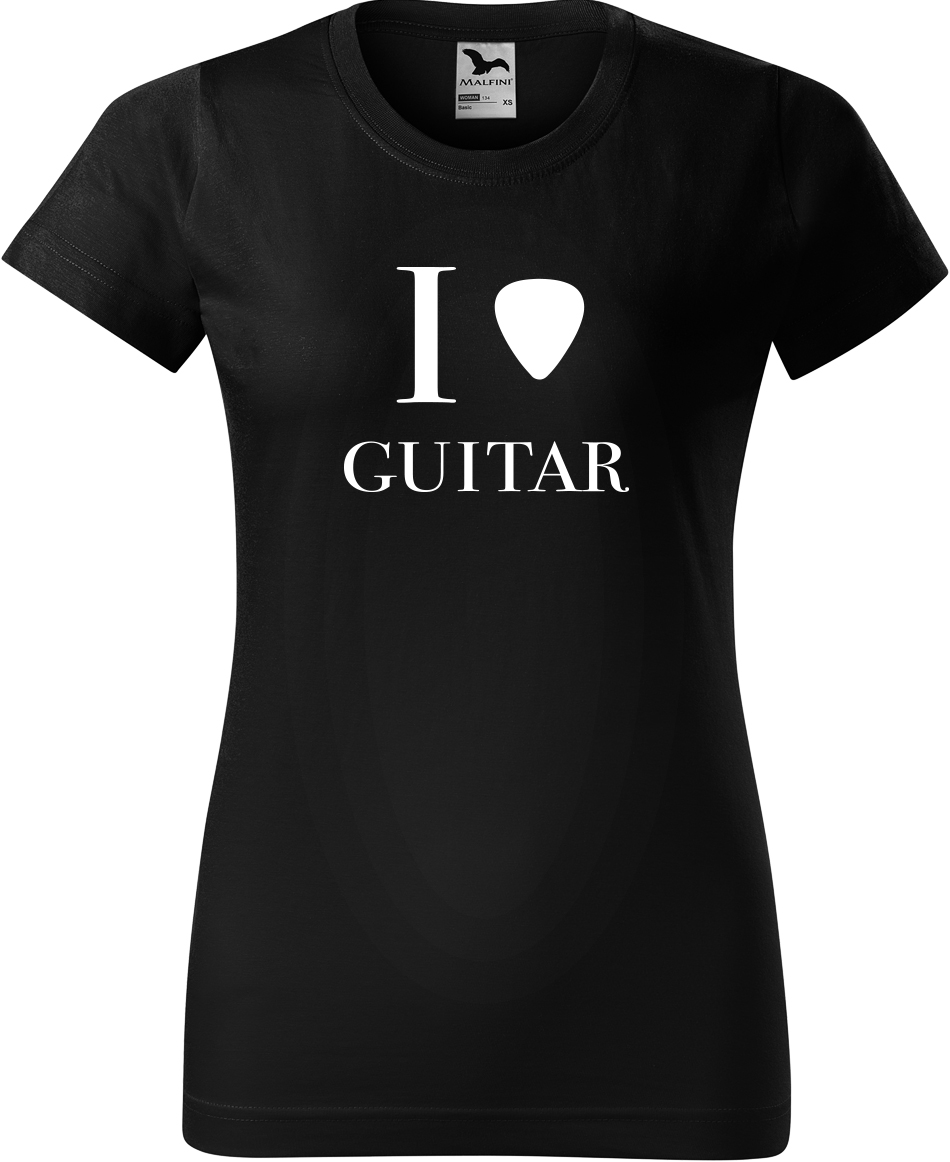 Dámské tričko s kytarou - I love guitar Velikost: XL, Barva: Černá (01), Střih: dámský