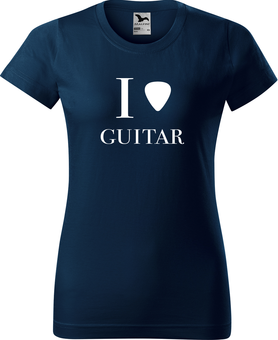 Dámské tričko s kytarou - I love guitar Velikost: L, Barva: Námořní modrá (02), Střih: dámský