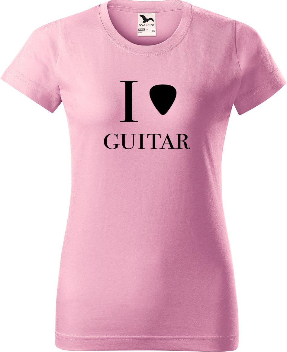 Dámské tričko s kytarou - I love guitar Velikost: M, Barva: Růžová (30), Střih: dámský