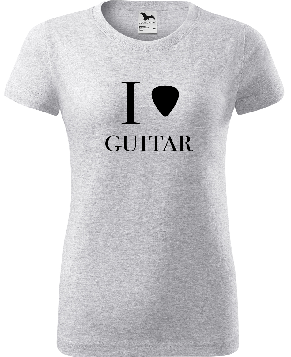 Dámské tričko s kytarou - I love guitar Velikost: XL, Barva: Světle šedý melír (03), Střih: dámský