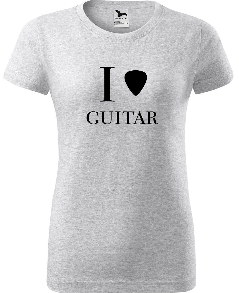 Dámské tričko s kytarou - I love guitar Velikost: 2XL, Barva: Světle šedý melír (03), Střih: dámský