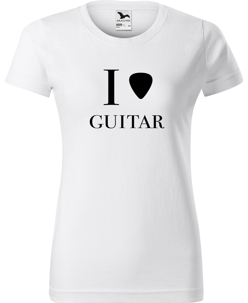 Dámské tričko s kytarou - I love guitar Velikost: XL, Barva: Bílá (00), Střih: dámský
