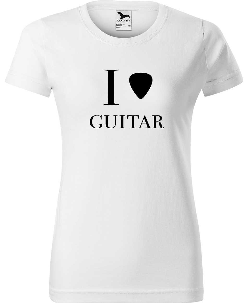 Dámské tričko s kytarou - I love guitar Velikost: 2XL, Barva: Bílá (00), Střih: dámský