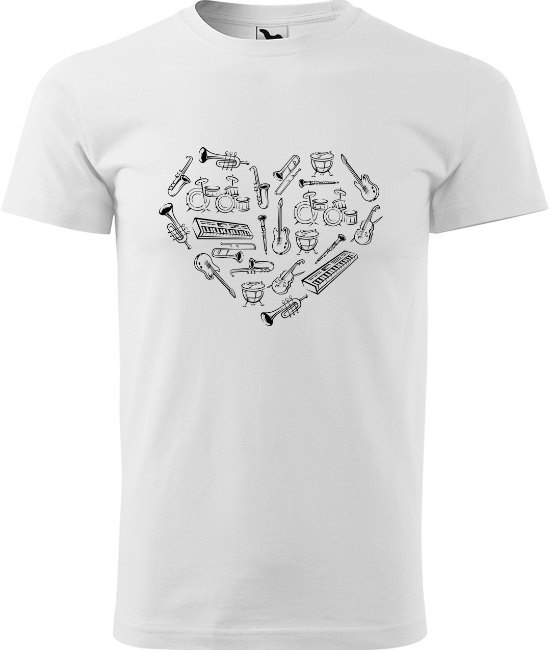 Pánské tričko s kytarou - Srdce z nástrojů Velikost: 3XL, Barva: Bílá (00), Střih: pánský