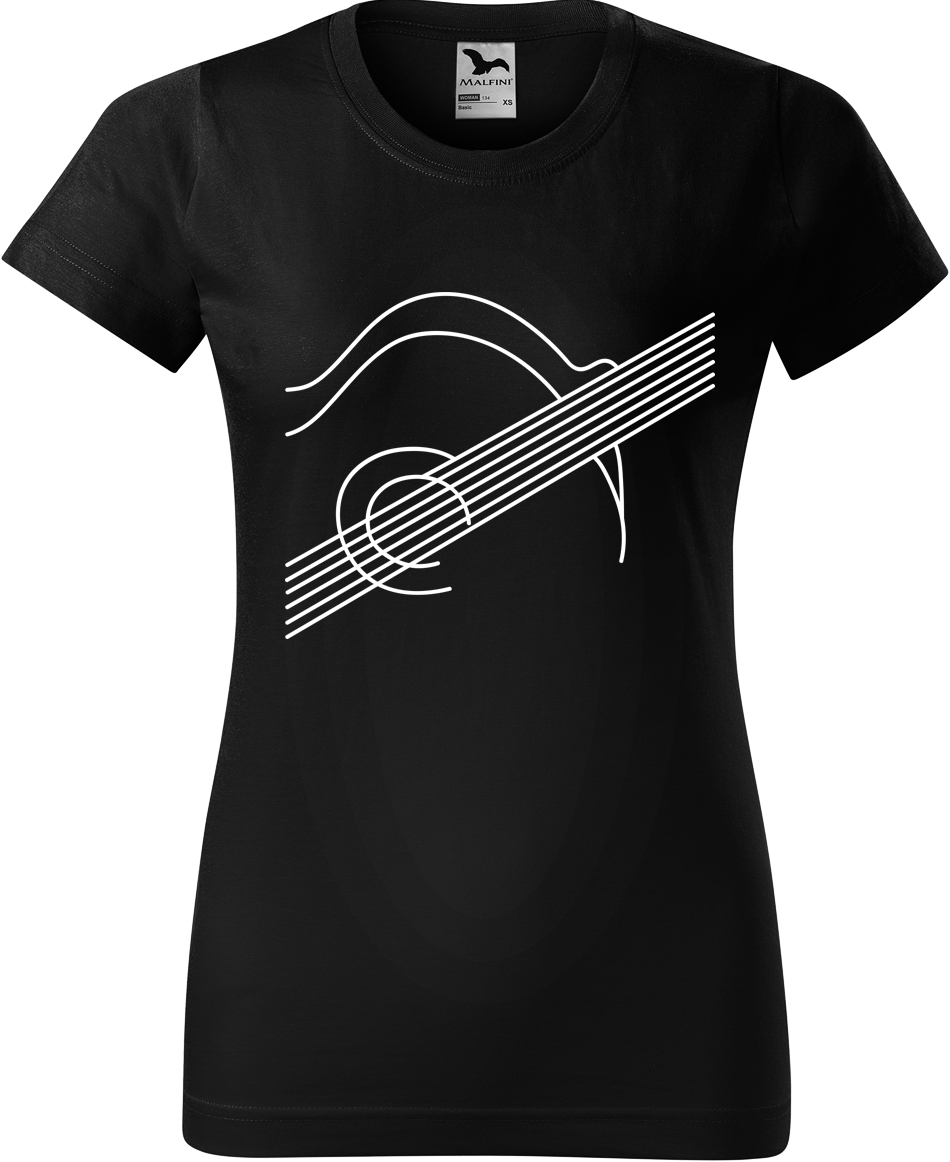 Dámské tričko s kytarou - Kytara na těle Velikost: L, Barva: Černá (01), Střih: dámský