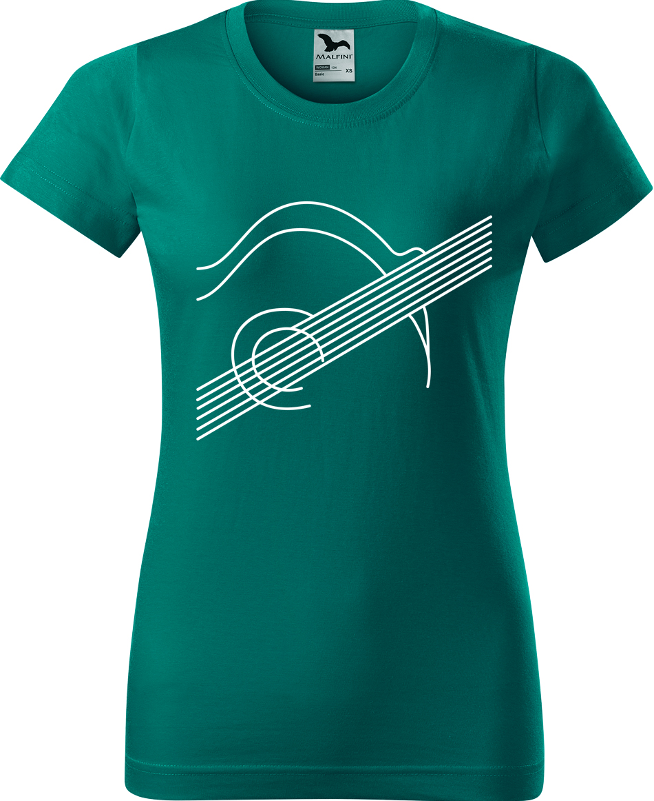 Dámské tričko s kytarou - Kytara na těle Velikost: L, Barva: Emerald (19), Střih: dámský