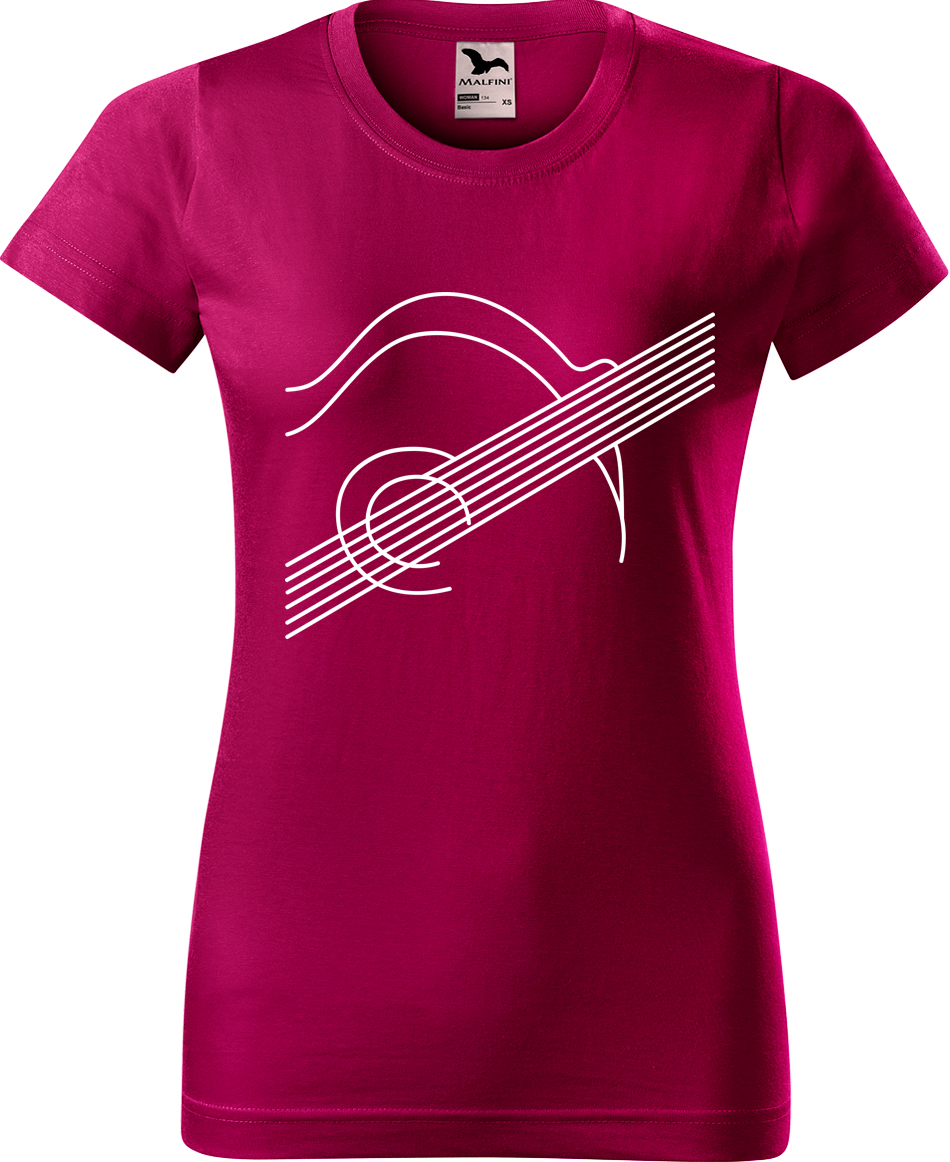 Dámské tričko s kytarou - Kytara na těle Velikost: S, Barva: Fuchsia red (49), Střih: dámský