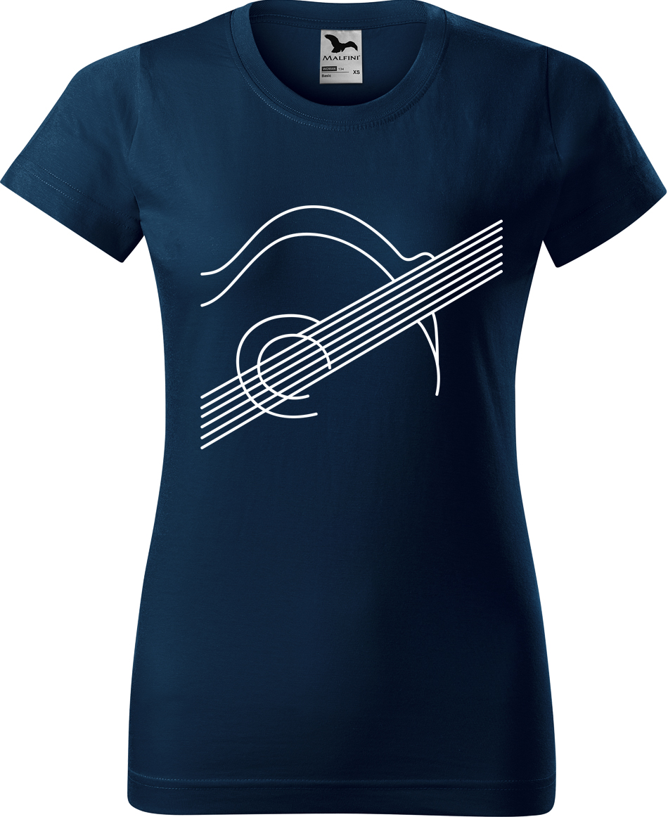 Dámské tričko s kytarou - Kytara na těle Velikost: XL, Barva: Námořní modrá (02), Střih: dámský