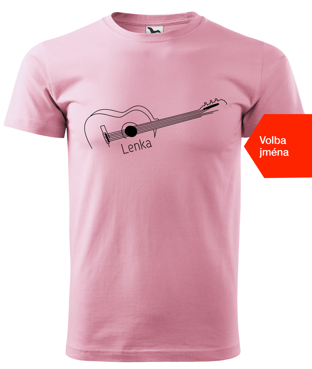 Dětské tričko s kytarou se jménem - Stylizovaná kytara Velikost: 4 roky / 110 cm, Barva: Růžová (30), Délka rukávu: Krátký rukáv