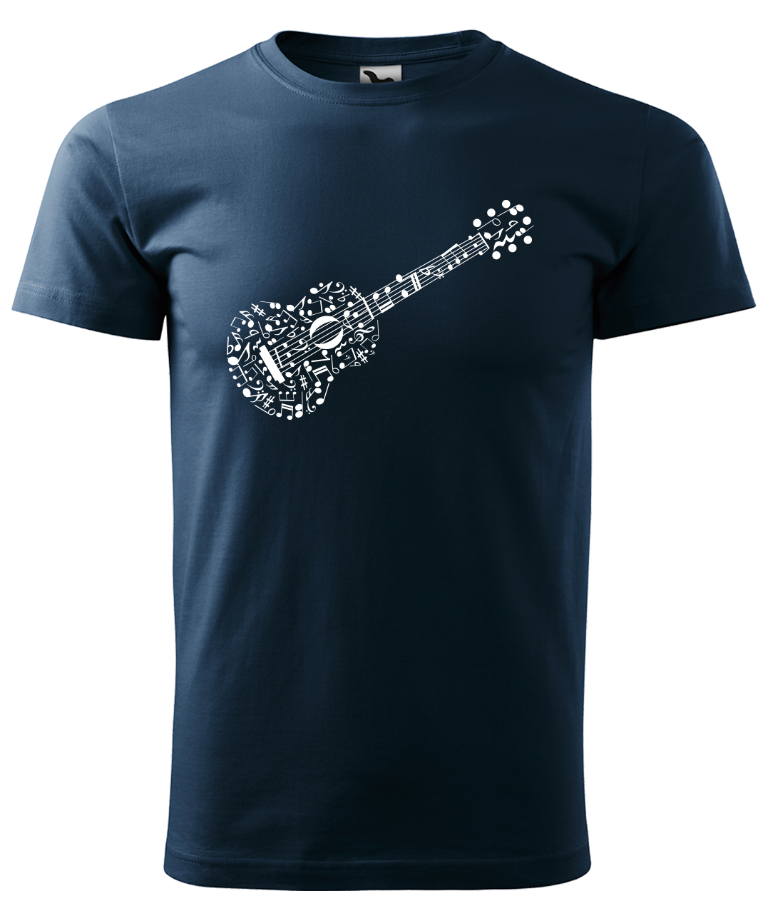 Dětské tričko s kytarou - Kytara z not Velikost: 12 let / 158 cm, Barva: Námořní modrá (02), Délka rukávu: Krátký rukáv