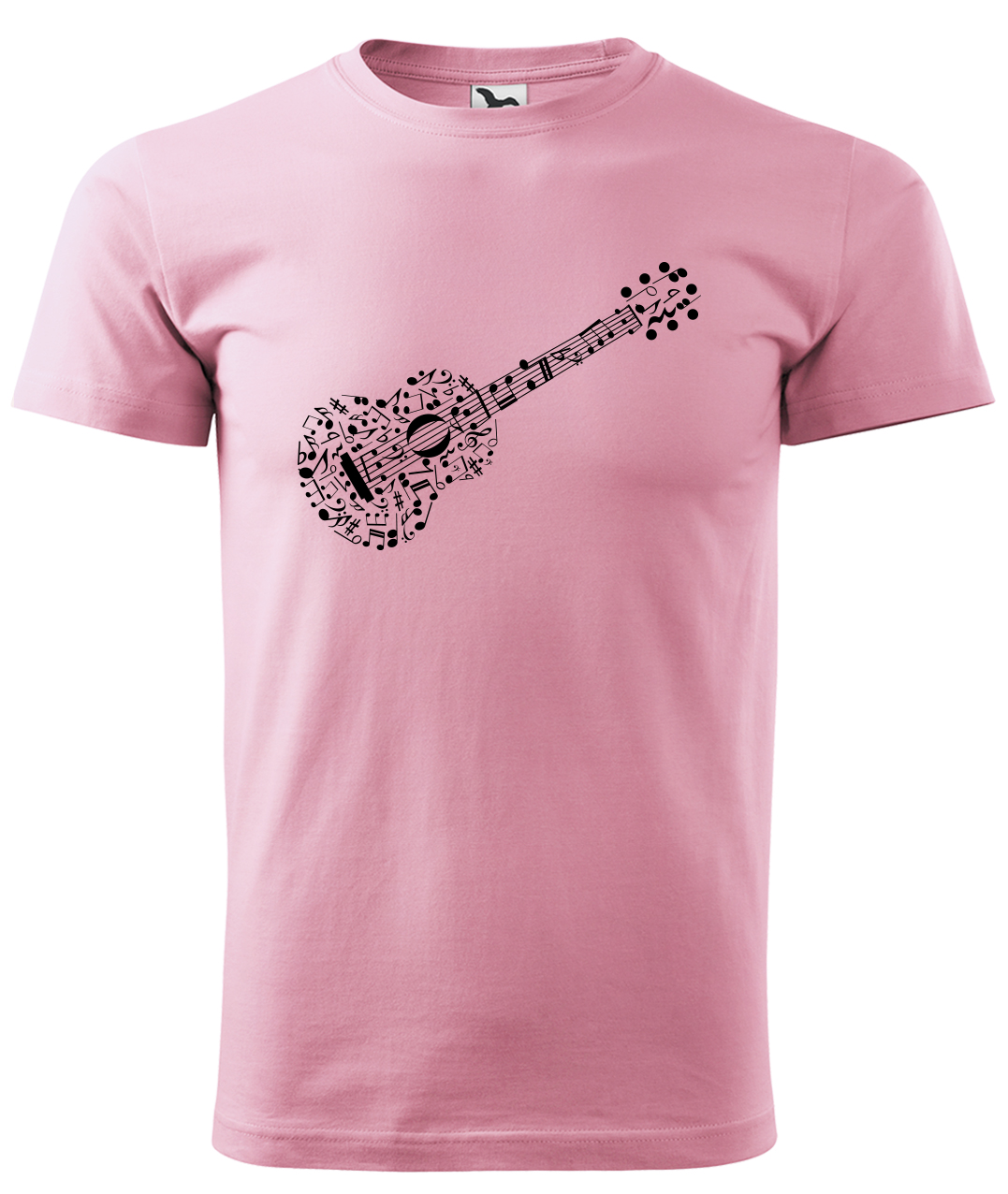Dětské tričko s kytarou - Kytara z not Velikost: 10 let / 146 cm, Barva: Růžová (30), Délka rukávu: Krátký rukáv
