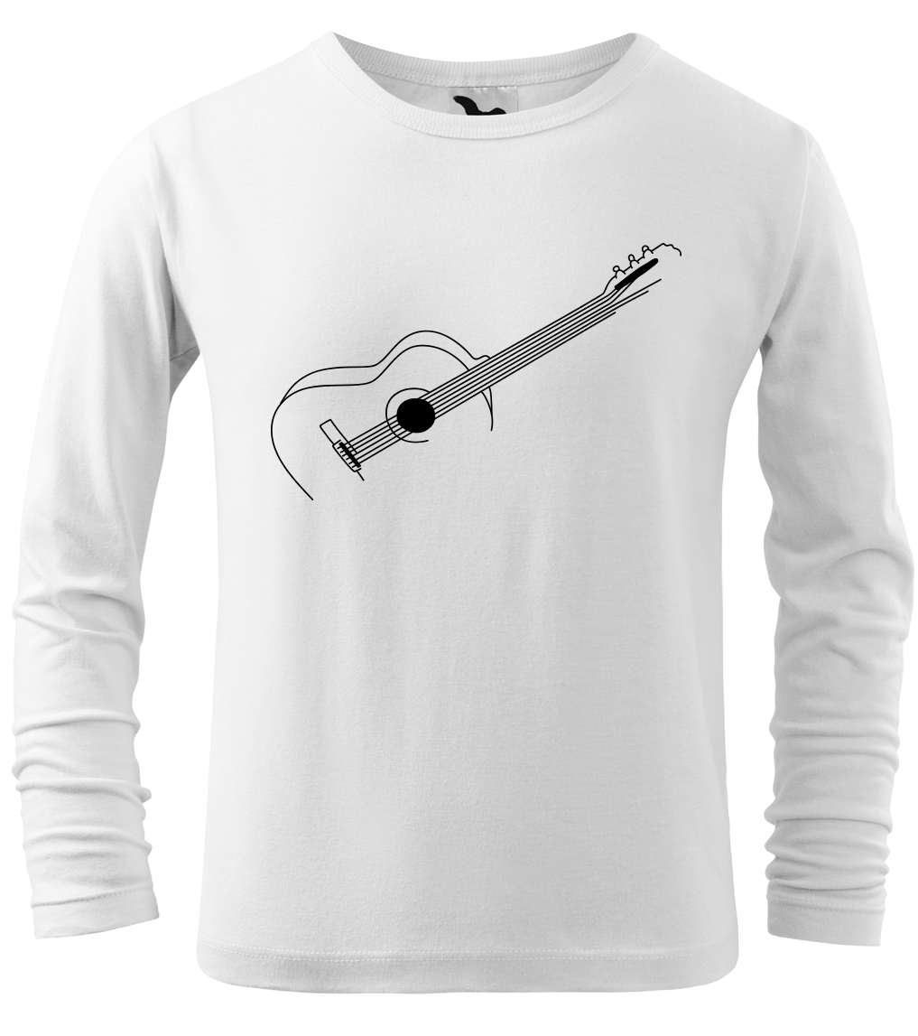 Dětské tričko s kytarou - Stylizovaná kytara (dlouhý rukáv) Velikost: 10 let / 146 cm, Barva: Bílá (00), Délka rukávu: Dlouhý rukáv