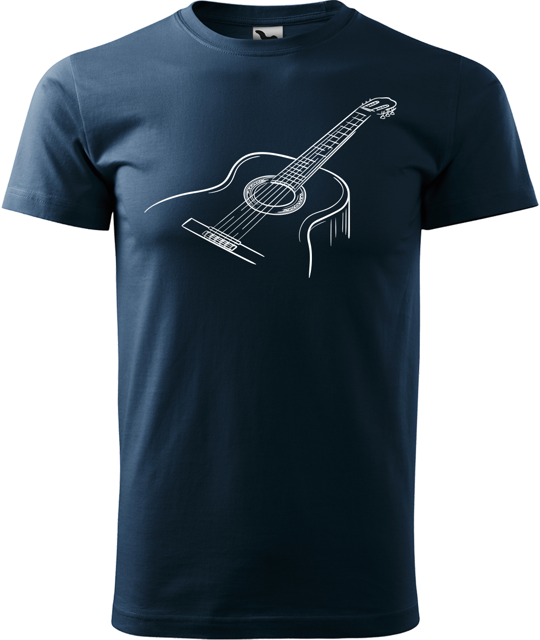 Pánské tričko s kytarou - Klasická kytara Velikost: 4XL, Barva: Námořní modrá (02)
