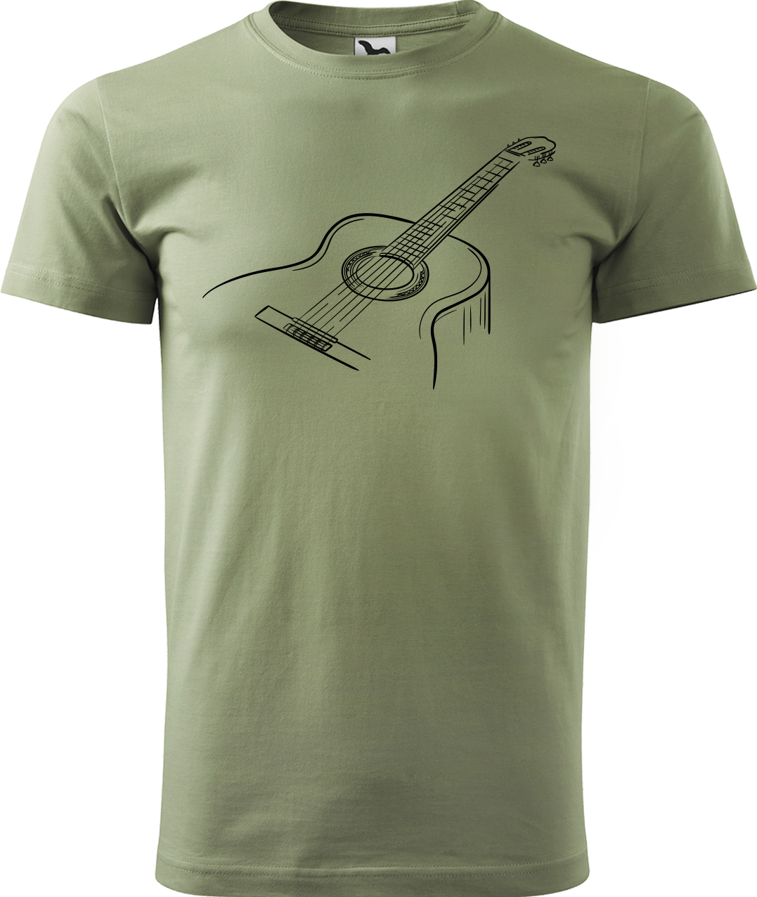 Pánské tričko s kytarou - Klasická kytara Velikost: XL, Barva: Světlá khaki (28)