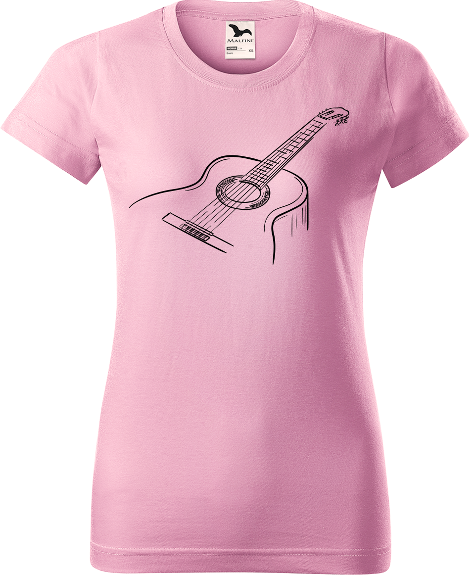 Dámské tričko s kytarou - Klasická kytara Velikost: XL, Barva: Růžová (30)