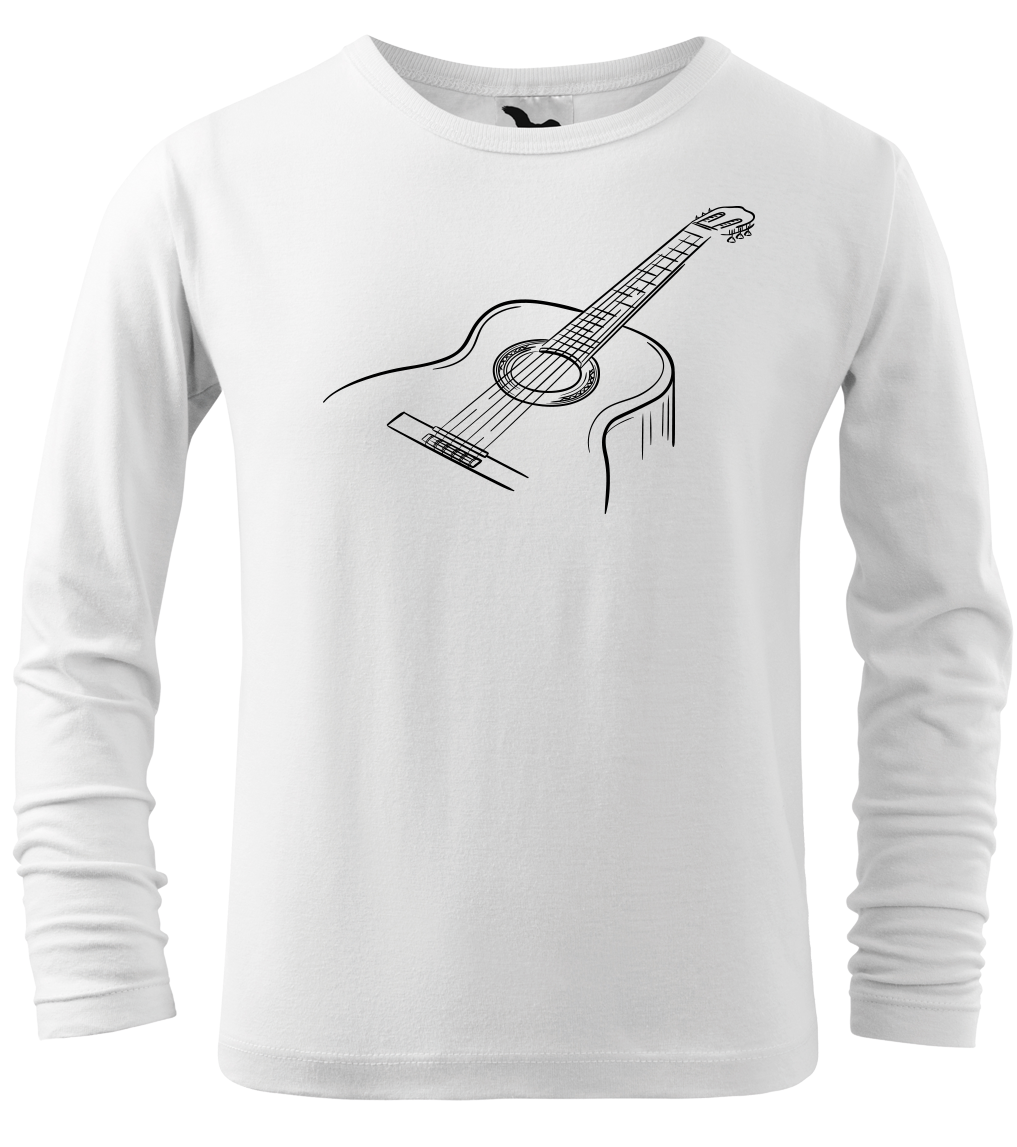 Dětské tričko s kytarou - Klasická kytara (dlouhý rukáv) Velikost: 4 roky / 110 cm, Barva: Bílá (00), Délka rukávu: Dlouhý rukáv