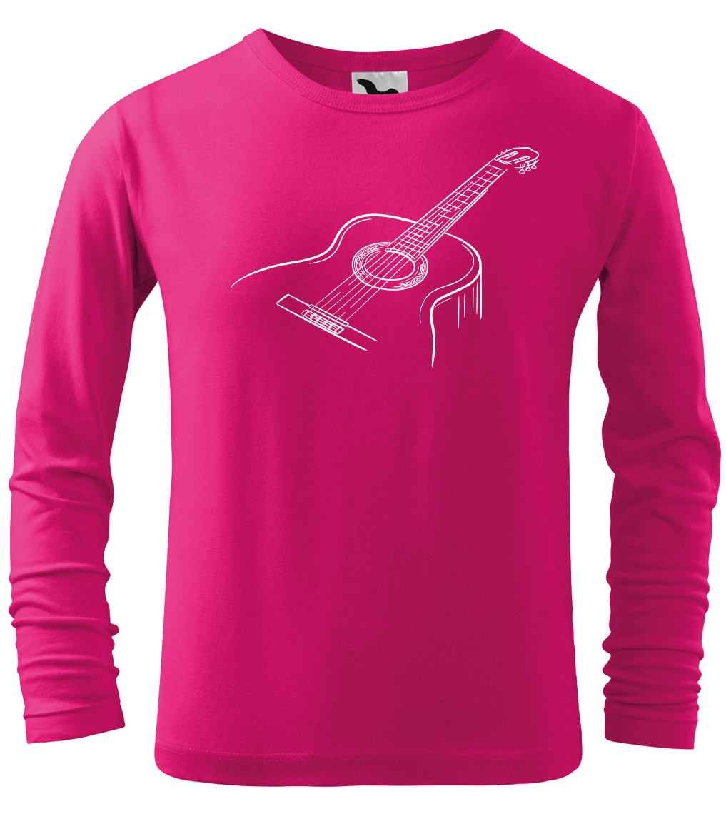 Dětské tričko s kytarou - Klasická kytara (dlouhý rukáv) Velikost: 4 roky / 110 cm, Barva: Malinová (63), Délka rukávu: Dlouhý rukáv