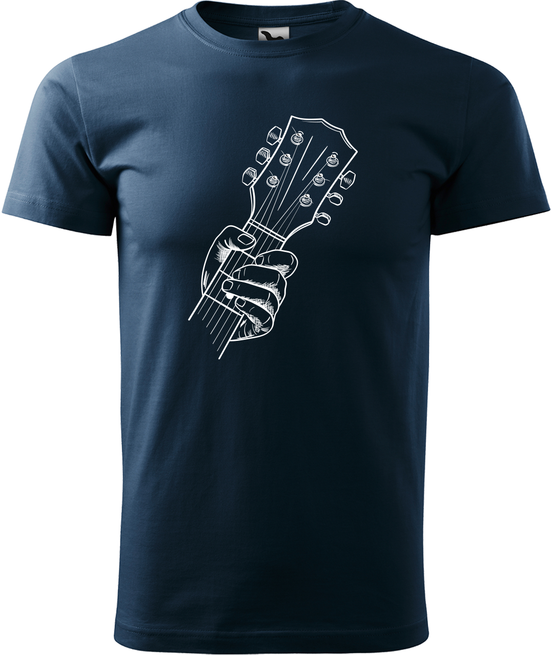 Pánské tričko s kytarou - Hlava kytary Velikost: 4XL, Barva: Námořní modrá (02)