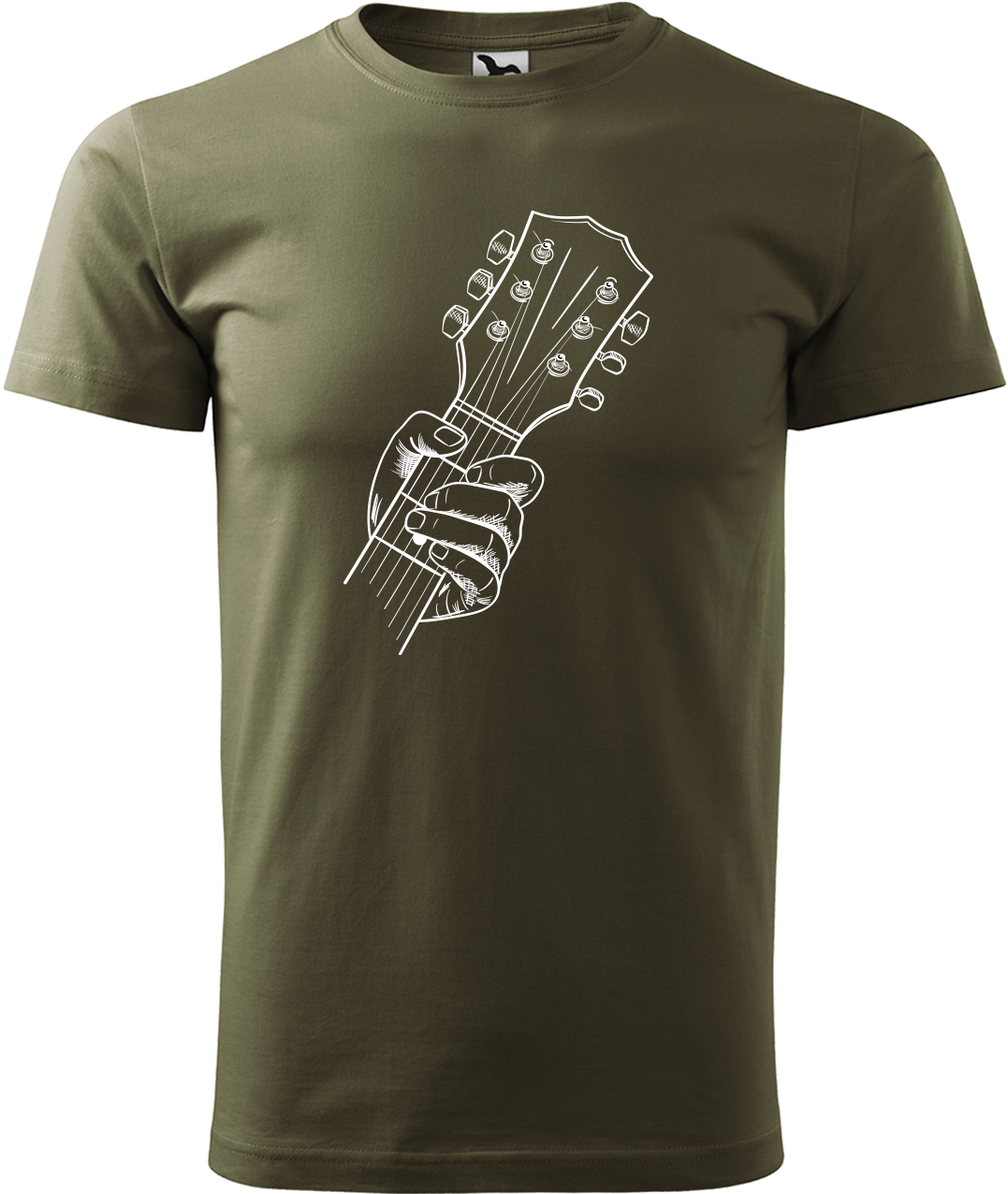 Pánské tričko s kytarou - Hlava kytary Velikost: 4XL, Barva: Military (69)