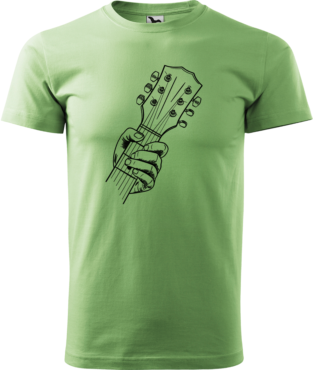 Pánské tričko s kytarou - Hlava kytary Velikost: 3XL, Barva: Trávově zelená (39)