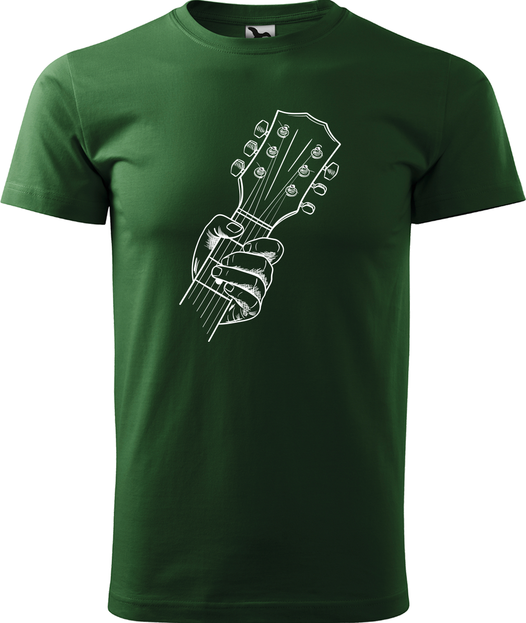 Pánské tričko s kytarou - Hlava kytary Velikost: XL, Barva: Lahvově zelená (06)