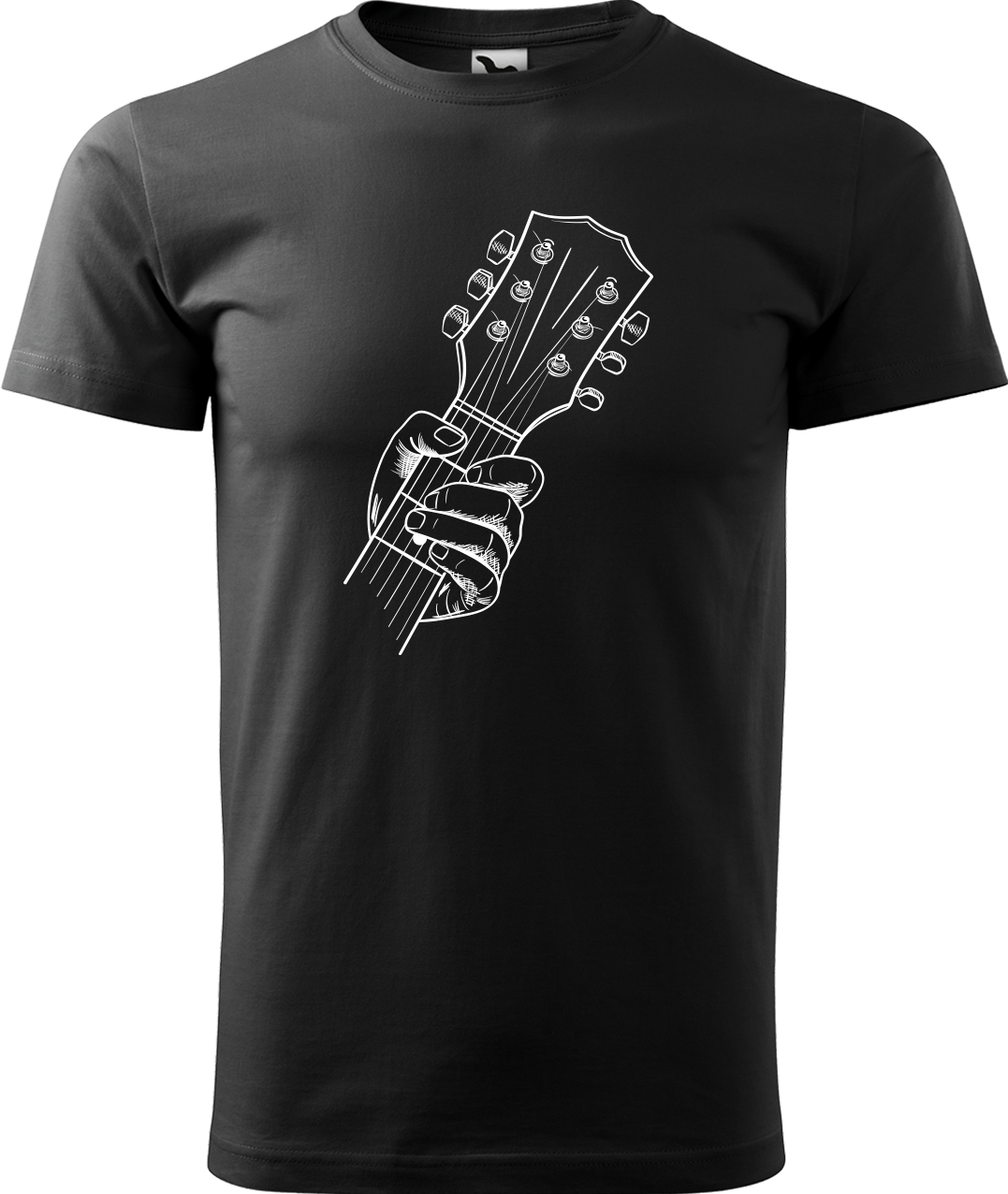 Pánské tričko s kytarou - Hlava kytary Velikost: 4XL, Barva: Černá (01)