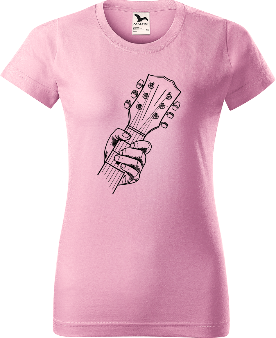 Dámské tričko s kytarou - Hlava kytary Velikost: XL, Barva: Růžová (30)