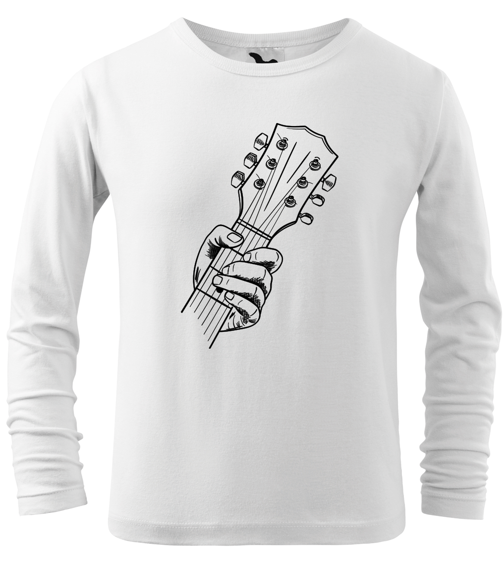Dětské tričko s kytarou - Hlava kytary (dlouhý rukáv) Velikost: 4 roky / 110 cm, Barva: Bílá (00), Délka rukávu: Dlouhý rukáv