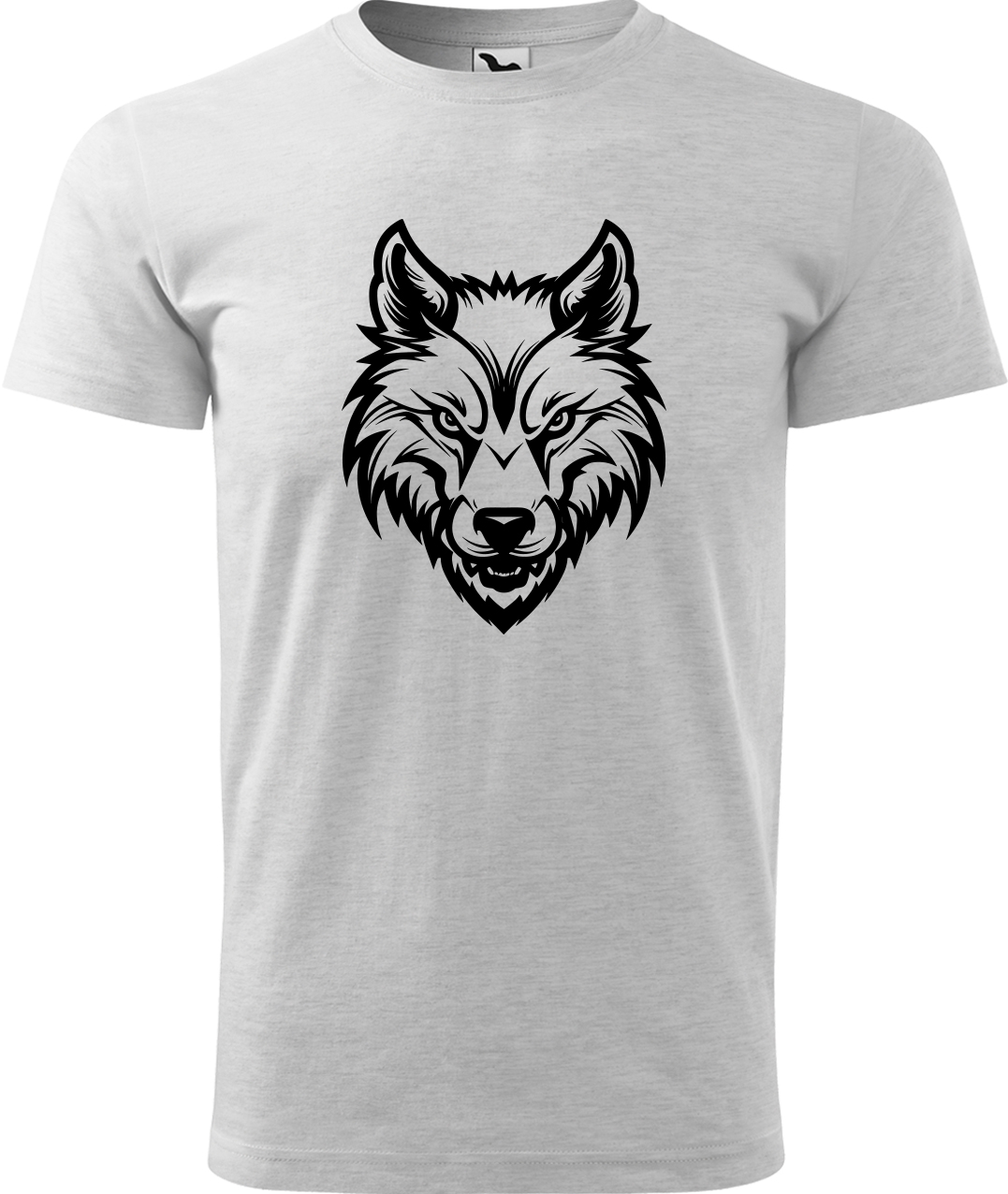 Pánské tričko s vlkem - Alfa samec Velikost: S, Barva: Světle šedý melír (03), Střih: pánský
